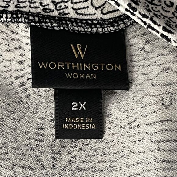 Worthington 2X-Large Top Geometric Keyhole V-Neck Flutter Sleeve Stretch - Picture 7 of 8